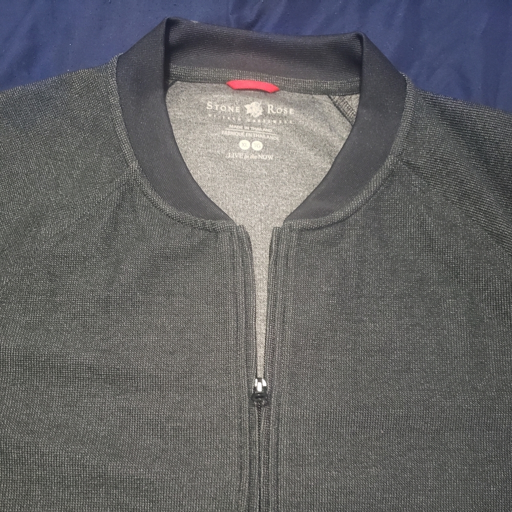 Stone Rose Men’s Charcoal Zip-Up Bomber Sweater